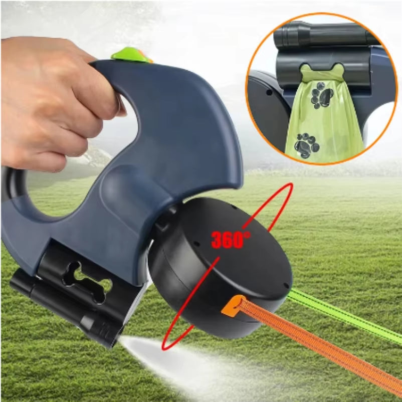 Auto Retractable Double-Ended Dog Leash 3M with LED Flashlight Waste Bag Box Roulette 360 Degree Dual Traction Rope Pet Supplies