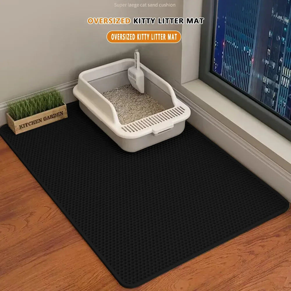 Waterproof Cat Litter Mat - Double Layer Traps Litter & Sand | 90x60cm Non-Slip, Washable | For Cats & Dogs 🐾✨
