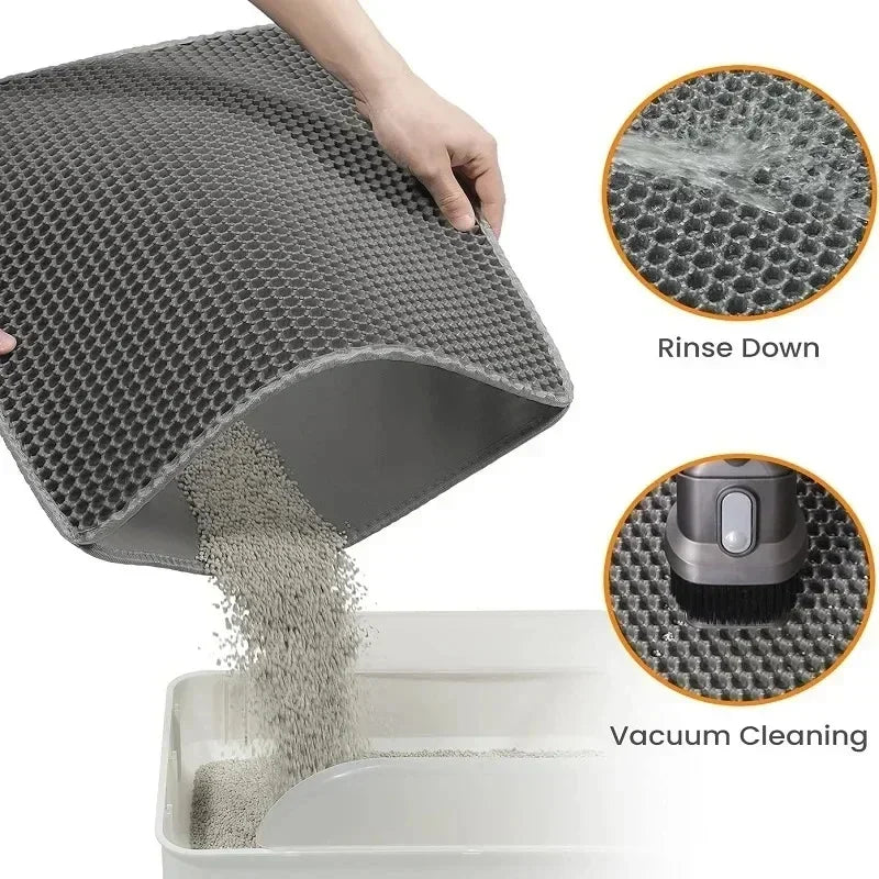 Waterproof Cat Litter Mat - Double Layer Traps Litter & Sand | 90x60cm Non-Slip, Washable | For Cats & Dogs 🐾✨