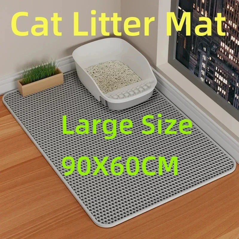 Waterproof Cat Litter Mat - Double Layer Traps Litter & Sand | 90x60cm Non-Slip, Washable | For Cats & Dogs 🐾✨