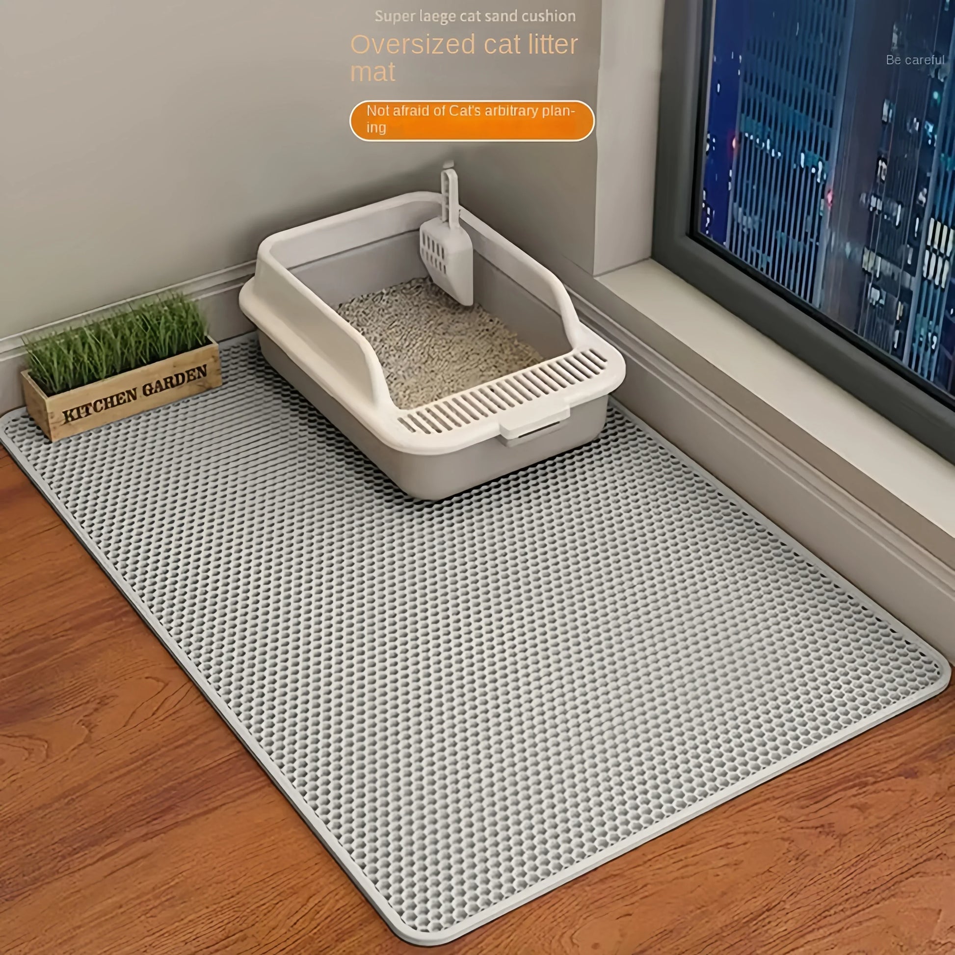 Waterproof Cat Litter Mat - Double Layer Traps Litter & Sand | 56x76cm Non-Slip, Washable | For Cats & Dogs
