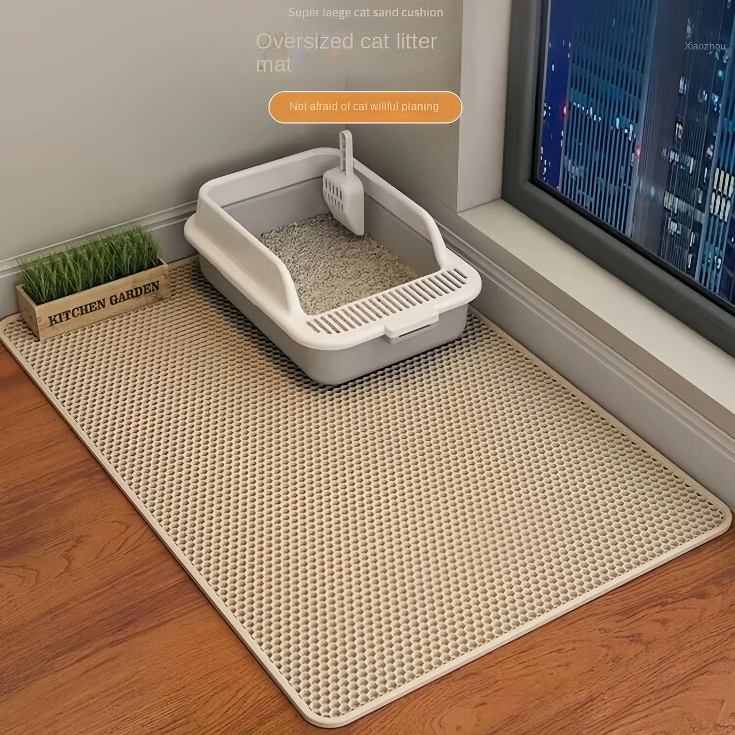 Waterproof Cat Litter Mat - Double Layer Traps Litter & Sand | 90x60cm Non-Slip, Washable | For Cats & Dogs 🐾✨