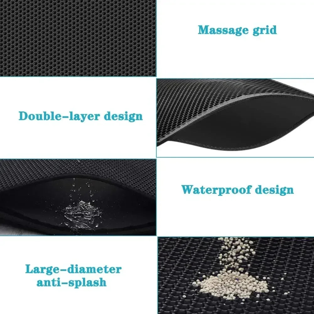 Waterproof Cat Litter Mat - Double Layer Traps Litter & Sand | 90x60cm Non-Slip, Washable | For Cats & Dogs 🐾✨