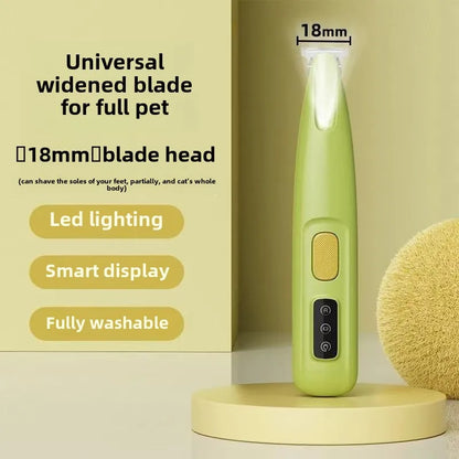 LED Dog Trimmer: Waterproof, Silent & Safe – 18mm Blade for Paws/Ears
