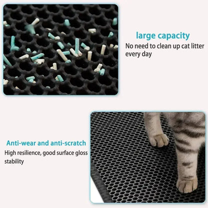 Waterproof Cat Litter Mat - Double Layer Traps Litter & Sand | 90x60cm Non-Slip, Washable | For Cats & Dogs 🐾✨